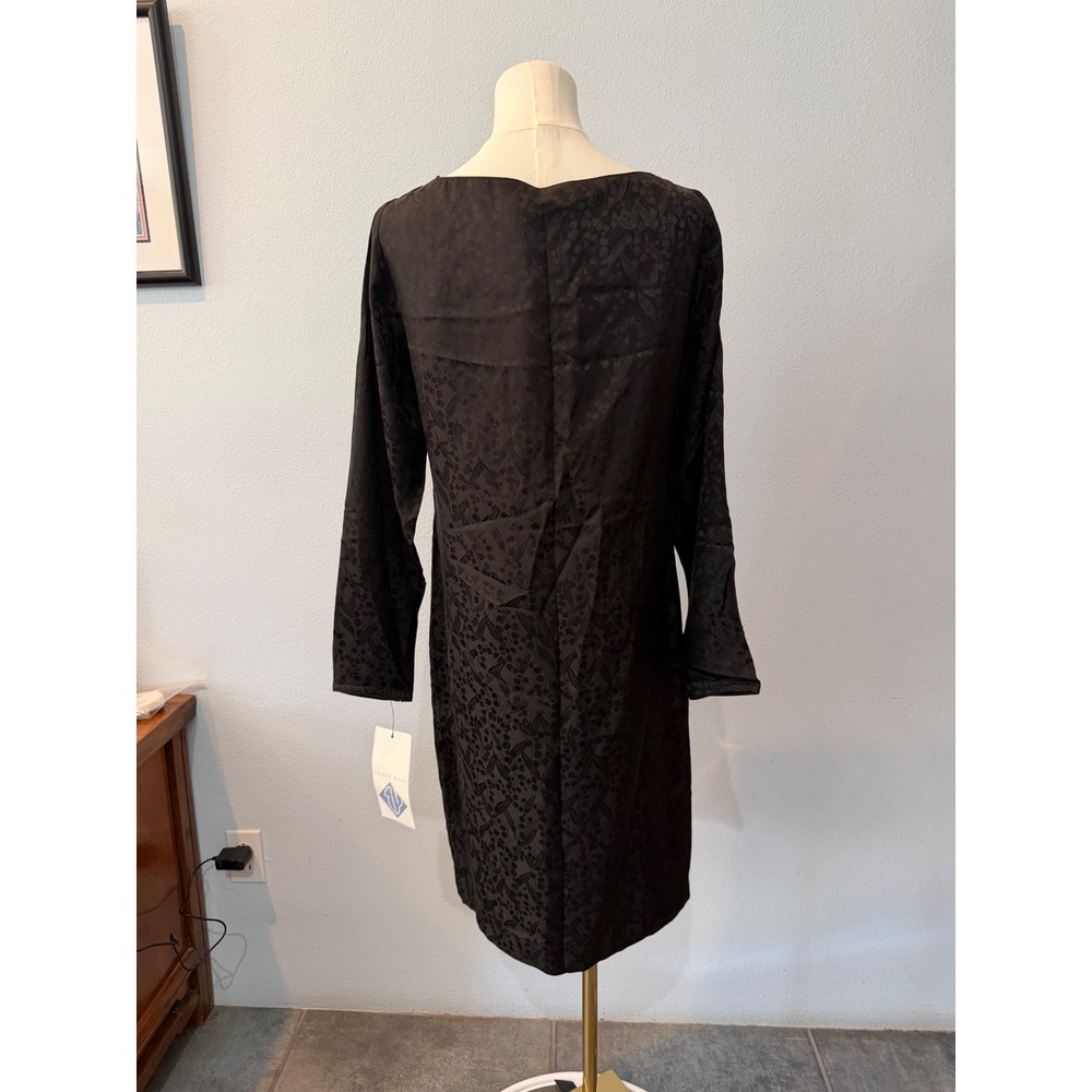 NEW Vintage Eileen West Silk Floral Button‎ Nightgown Pajama Sleep Black Size 10 - Picture 5 of 10